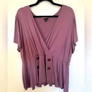 Torrid Women's Mauve Faux Wrap Peplum Top
